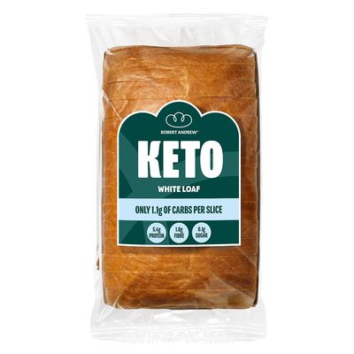 ROBERT ANDREW Keto White Bread - 1.1g Carbs, 5.4g Protein, Low Carb Sliced High Protein Bloomer, Low Calorie Keto Loaf, No Sugar Ketogenic Diet, Diabetic Food, 57 Calories | 300g