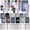 LemonRoad 72 Pcs Teacher Appreciation Gifts Bulk 16 oz Plastic Coffee Cup with Lid and Straw Notebooks and Pens Bulk Thank You Gift Set for Mentor Counselor (Thanks Teacher,Morandi) view 1