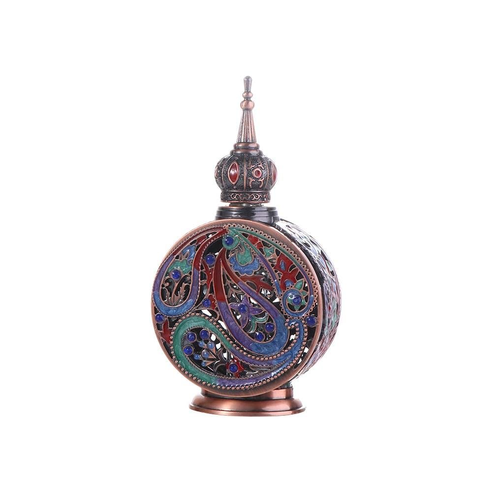 12ml Vintage Perfume Bottle,Arab Style Essential Oils Dropper Bottle,Portable Cosmetic Container,Crystal Perfume Container(Bronzing)