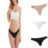 3 Pack Seamless Silk Thong Underwear for Women Low Waisted Comfortable Solid Color Casual Panties (Clear, XL) view 1