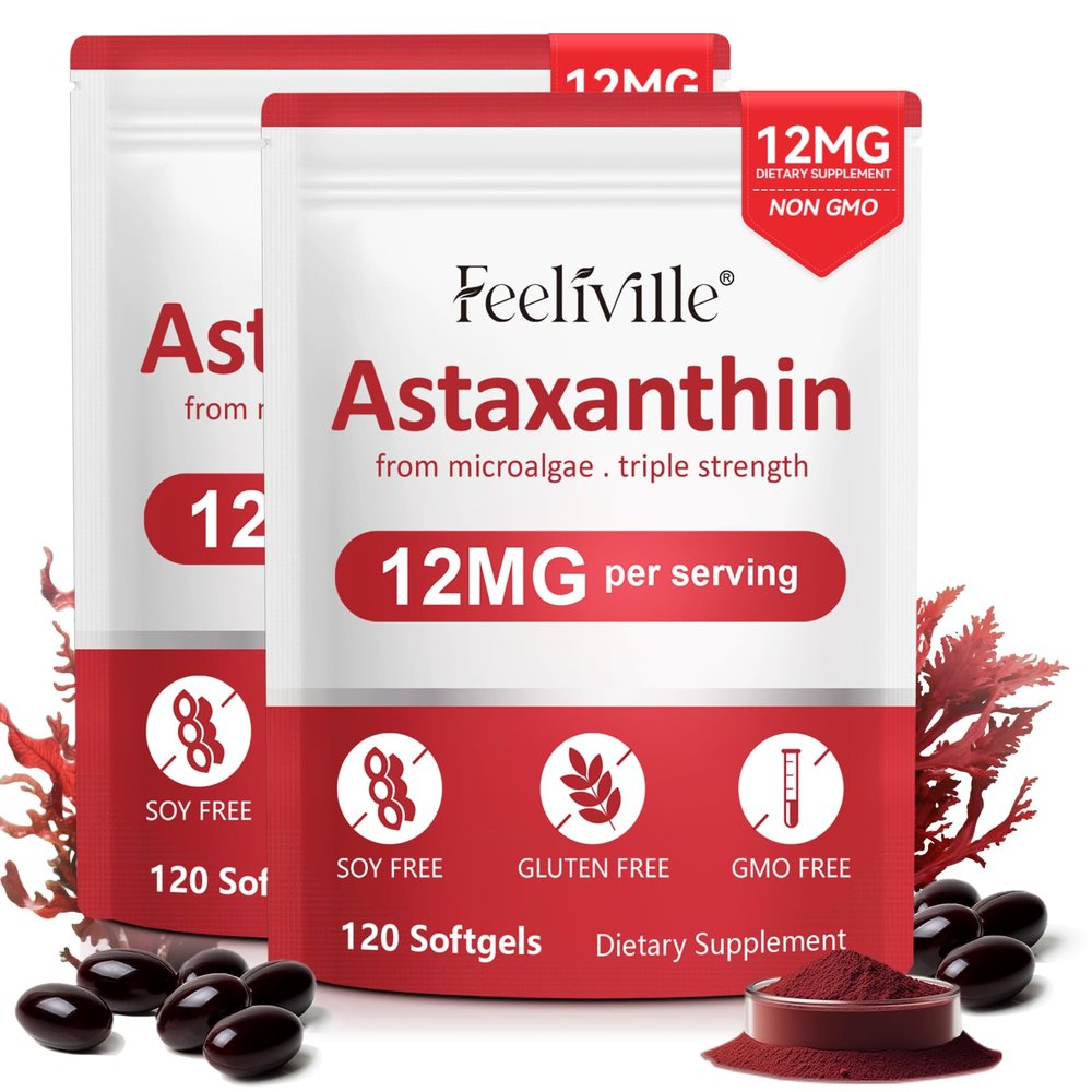 Astaxanthin 12mg, Premium Astaxanthin Supplements with Antioxidant Activity, Supports Eye, Joint, Immune, Skin Health, Internal Circulation, Non-GMO & No Gluten 240 Softgels
