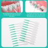 ACSKD 200 Pieces Interdental Brushes,Braces Brush with Silicone Head,Dental Tooth Flossing Toothpick Cleaners Tooth Tool (200PCS Blue) view 4