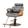 Adjustable Hydraulic Barber Chair - 360 Swivel Design for Salon, Beauty, Tattoo, Shaving and Styling - Gray Leather Upholstery view 1