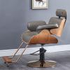 Adjustable Hydraulic Barber Chair - 360 Swivel Design for Salon, Beauty, Tattoo, Shaving and Styling - Gray Leather Upholstery view 4