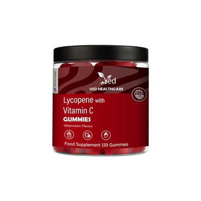 VED Lycopene Watermelon Flavour Gummies for Men & Women Powerful Antioxidant for Skin & Vision Support, Plant-Based, Vegan, Non-GMO, 120 Count Daily Gummy Chews