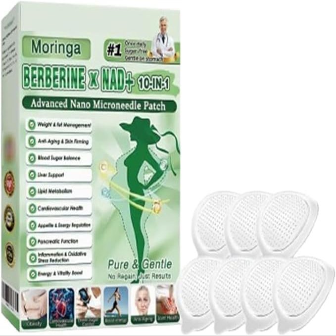 Healrize Moringa 10-in-1 Slimming Patches,Moringa 10-in-1 Advanced Nano Microneedle Patch,Natural Nano Micro Needle Patch,for Men and Women (1 Box)
