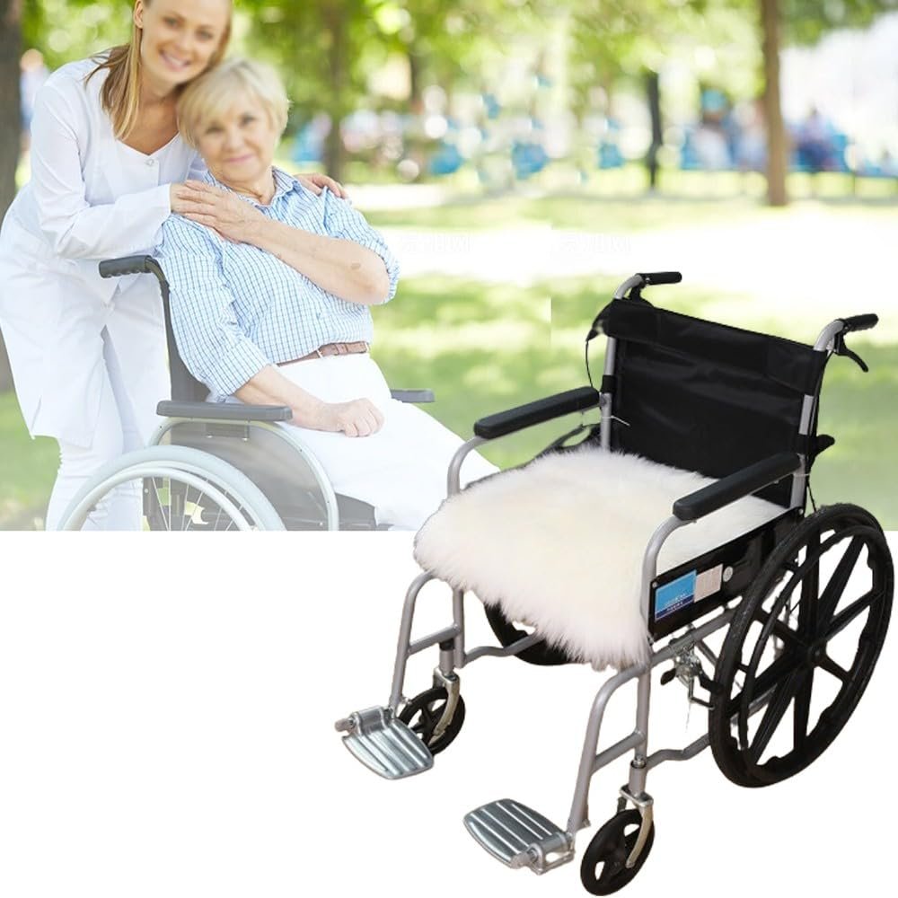 Pure Wool Fleece Cushion for Wheelchairs, Cars, and Home Use - Super Soft, Genuine Medical Sheepskin