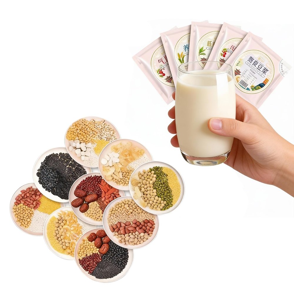 10 Flavors Soybean Milk Powder Packets, 70g X 10 Pack, Multigrain Breakfast Blend For Blender, Instant Creamy Soymilk, Bulk Ingredients