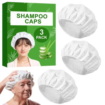 Shampoo Caps No Rinse 3 Pack Microwavable Waterless Shampoo Caps Hair Wash Cap for Elderly, Disabled and Bedridden Patients