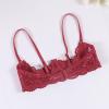 1/4 Cup Underwire Bra for Women, Sexy Lace See Through Balconette Padded Shelf Bra Tops Lingerie Red view 3