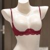 1/4 Cup Underwire Bra for Women, Sexy Lace See Through Balconette Padded Shelf Bra Tops Lingerie Red view 4