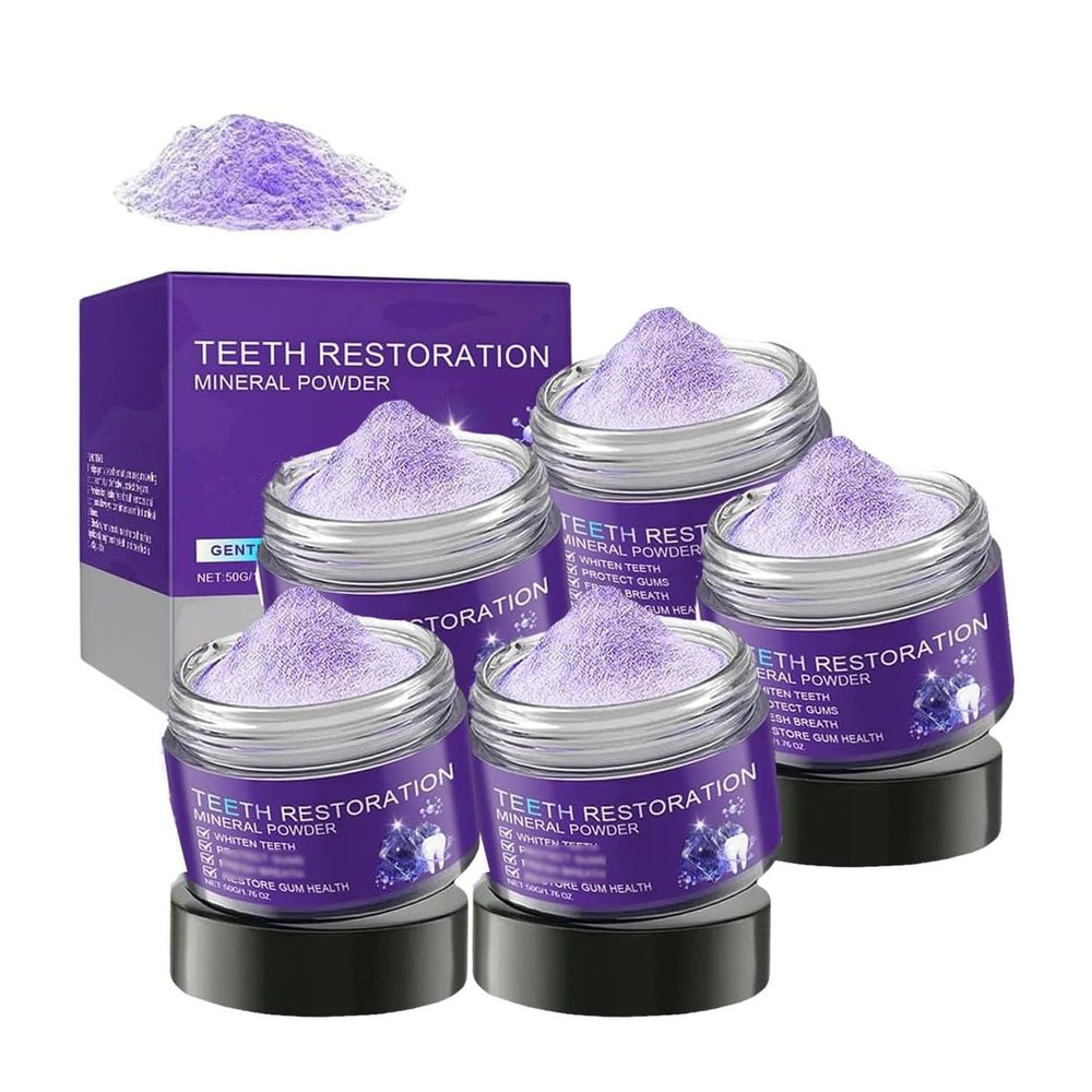 Teeth Restoration Mineral Powder,Teeth Whitening P-owder,Effective in Strengthening Tooth and Gums,Fresh Breah (5PCS)