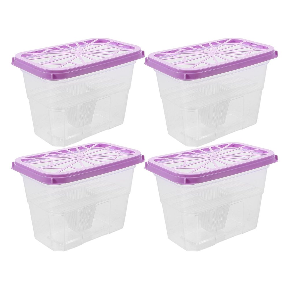 TOGEVAL 4pcs Moisture Absorber Box Empty and Reusable Plastic Container for Shoe Cabinets and Wardrobes Large Capacity Portable Moisture Absorbing Box for Indoor Home Use