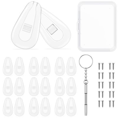 10 Pairs Silicone Nose Pads for Glasses, Push-in Glasses Nose Pads Silicone, Glasses Nose Pads, Fits Regular, Sunglasses, and Reading Glasses, Includes Screwdrive (10)