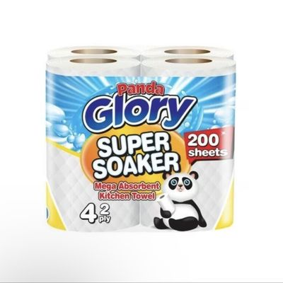 2-Ply Kitchen Towel Paper Rolls, White Embossed, Strong & Functional, 200mm x 205mm Sheets, 24 Rolls (4-Pack x 6)