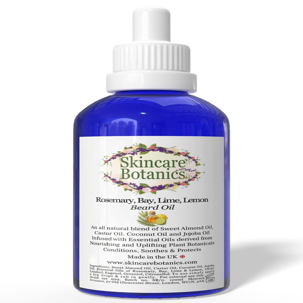 Skincare Botanics Beard Oil with Rosemary, Bay, Lime & Lemon | Infused with Natural Essential Oils