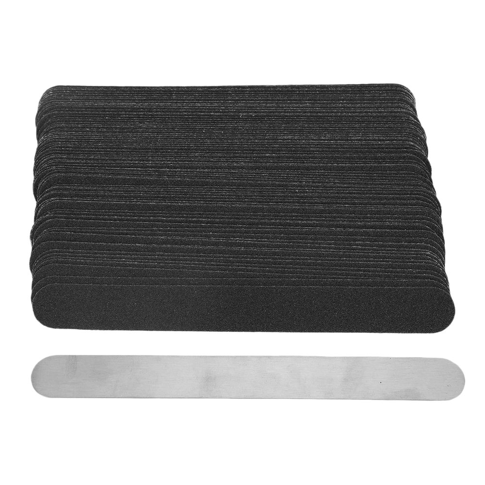 100 Pcs Replacement Nail File Strip Kit, Disposable Nail Abrasive Files, Stainless Steel Nail File Base Plate with Sticky, Professional Nail Repair Supplies for Salon and H