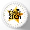 Class of 2026 Graduation Edible Cupcake Toppers PRECUT Gold Star Graduation Cake Decorations view 3