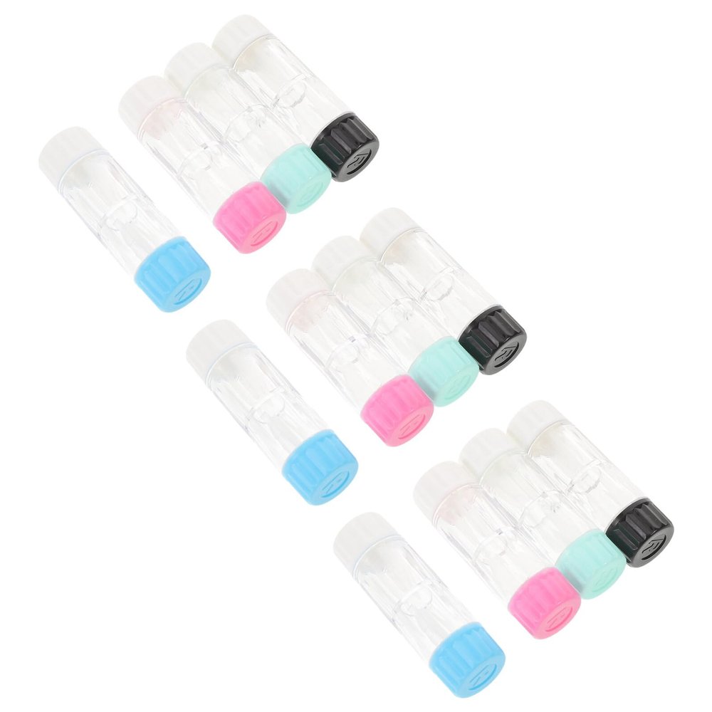 Abaodam 12pcs Rgp Contact Lens Case Set Hard Lens Holder Box in Black Green Pink Blue Compact Travel Storage Container for Contact Care and Outdoor Use