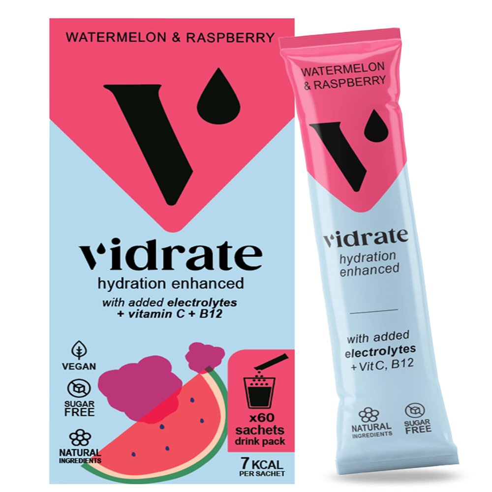Vidrate Electrolytes Powder, Watermelon & Raspberry, 60 Sachets