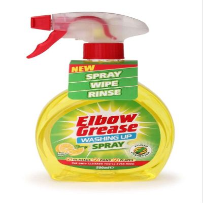 UKDeals Direct Elbow Grease Washing Up Spray Lemon, Long-Lasting Freshness, Powerful Degreasing Formula, Effectively Removes Tough Grease, Ensures Hygienic, Spotless, Quick-Acting Cleaning 500ml
