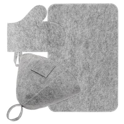 CAXUSD Felt Sauna Hat Glove Cushion Set Sophisticated Elegant Breathable Comfortable Bath Sauna Accessories for Family Members