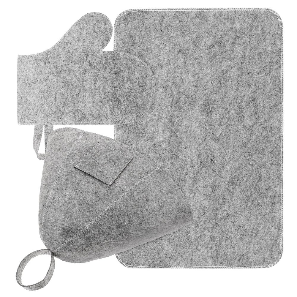 CAXUSD Felt Sauna Hat Glove Cushion Set Sophisticated Elegant Breathable Comfortable Bath Sauna Accessories for Family Members