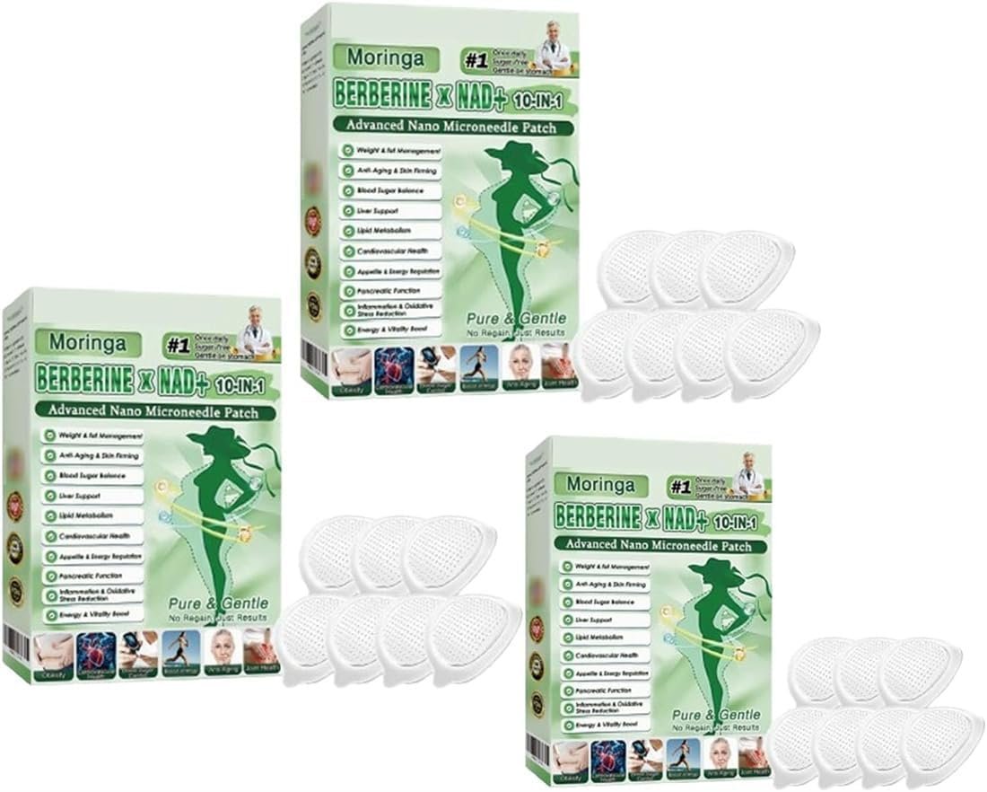 Healrize Moringa 10-in-1 Slimming Patches,Healrize Moringa 10-in-1 Advanced Nano Microneedle Patch,Natural Ingredients, Slimming Patches for Men and Women (3)