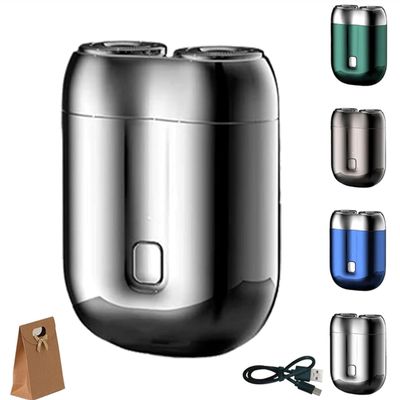 2026 New Upgrade Pocket Shaver USB Mini Shavers for Men, Rechargeable Waterproof Compact Electric Shaver, Electric Mini Portable Razor, Double Head Razor (Silver)