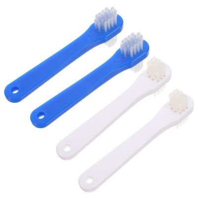 Hemobllo 4pcs Small Double-Head Toothbrush for False Teeth Oral Cleaning Tool Dual Side Denture Brush Easy Clean Personal Teeth Care Accessory