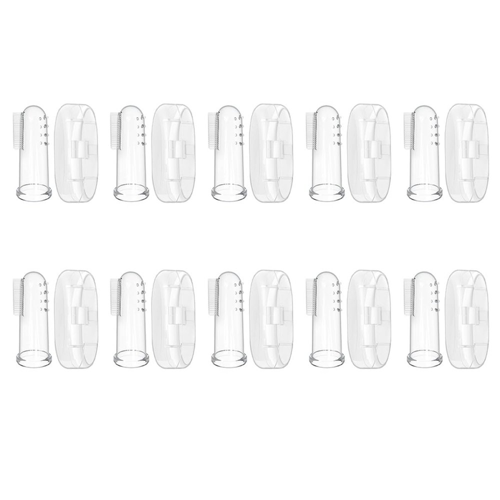 Mipcase Baby Finger Toothbrush Set, Silicone Soft Brush with Double-Sided Bristles and Massage Bumps, 10pcs with Storage Cases for Infant Oral Care