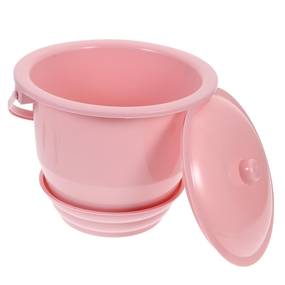 Hemobllo Bedside Urinal Chamber Pot with Lid and Handle Plastic Pee Bucket Portable Potty for Pregnant Women Elderly and Boys and Pink