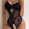 Women's Lingerie Sets,Santa Babydoll Dress Lace Chemise with Faux Fur Mesh Sleepwear Naughty Festive Nightwear view 3