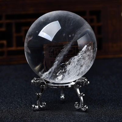 QMKADFQXF White Crystal Sphere Clear Quartz Ball with Stand Balls for Home Decor Decorative Invite Wealth Witchcraft,80mm Natural crystal rough