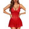 Womens Sexy Lingerie Sets UK,Santa Babydoll Dress Lace Chemise with Faux Fur Mesh Sleepwear Naughty Festive Nightwear view 2