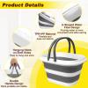 16L Collapsible Bucket with Handles, Folding Plastic Washing up Bowl, Space Saving Foldable Mop Buckets, Portable Car Wash Basin, Bathroom Laundry Basket for Home Cleaning, RV, Fishing,Outdoor Camping view 3
