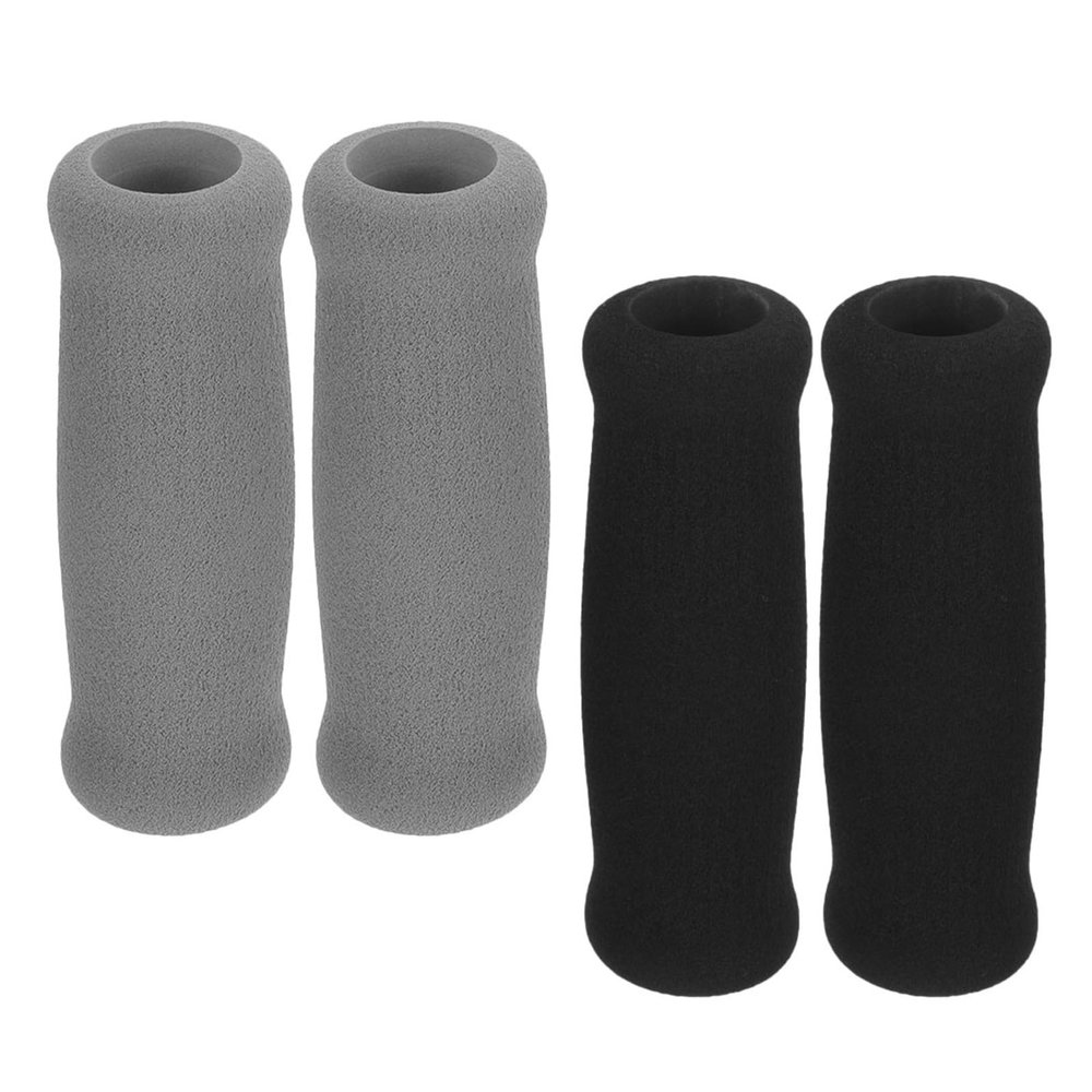 OKUMEYR 4pcs Walking Cane Handle Grip Covers Thickened Foam Crutch Hand Grips Non-Slip Replacement Handles for Elderly Mobility Aids with Black and Grey Cushioned Sleeves