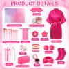 Shyyween 15 Pcs Birthday Gifts for Women Robe Sets for Women Spa Basket Set Graduation Gifts Bath Robe Make up Brushes Scented Candle Fluffy Socks Coffee Cup for Mom Nurse Girlfriend Wife(Rose Red) view 2