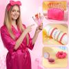 Shyyween 15 Pcs Birthday Gifts for Women Robe Sets for Women Spa Basket Set Graduation Gifts Bath Robe Make up Brushes Scented Candle Fluffy Socks Coffee Cup for Mom Nurse Girlfriend Wife(Rose Red) view 4