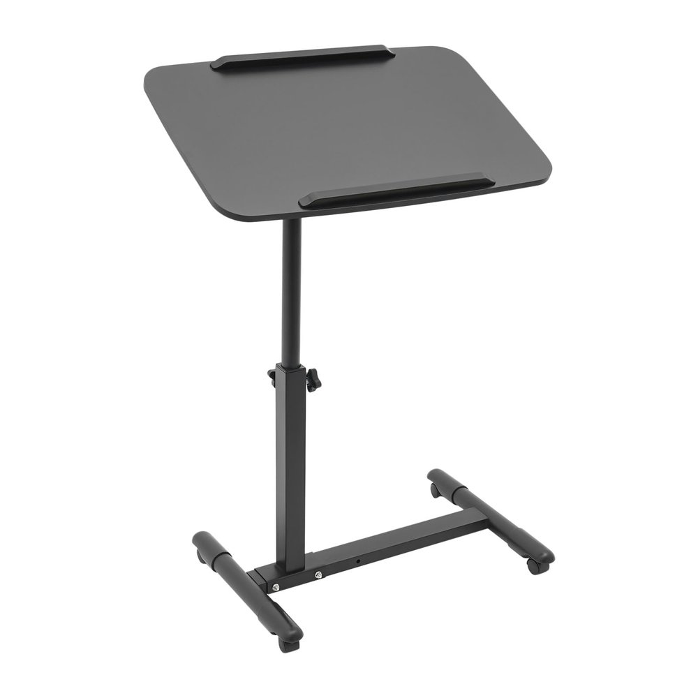 Dettchan Black Bedside Table, Adjustable Home Use Bed Table, Rolling Laptop Table for Homes, Hospitals, And Office, Load Capacity 20kg