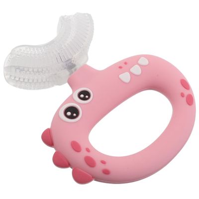 Beavorty Silicone Toothbrush for Toddlers Soft U-Shaped Boys and Girls Training Toothbrush Dinosaur Design Boy Girl Oral Care Brush Ages Years