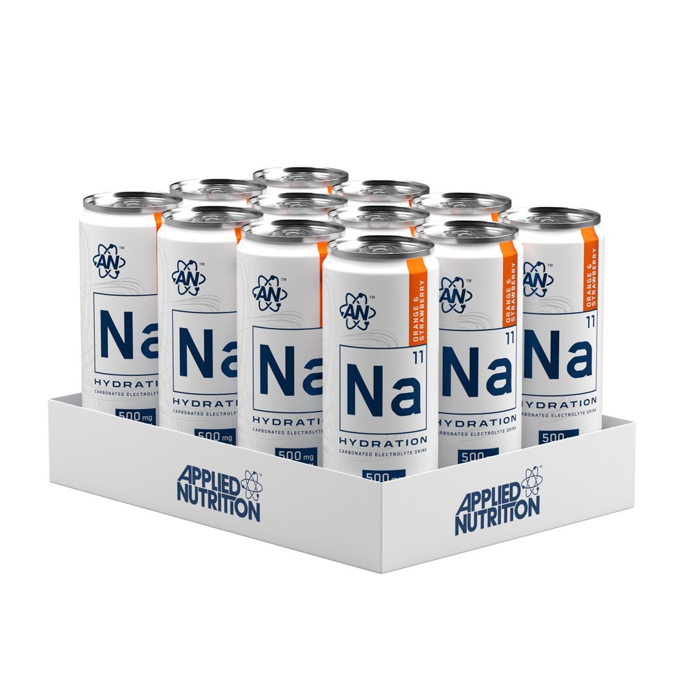 Applied Nutrition Na-11 Hydration Cans - Carbonated Electrolyte Drink, Sugar Free, 500mg Sodium, Magnesium & Potassium with Niacin & Vitamin B12 (12 Cans x 330ml) (Orange & Strawberry)