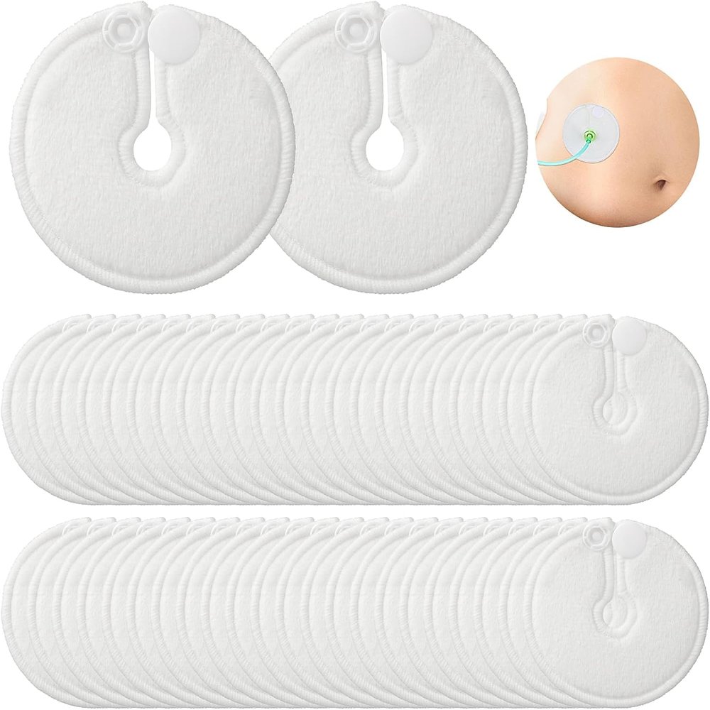 56 Pieces G Probe Button Covers, 3 x 3 Inch Large Nutrition Probe Pads, White G Probe Pad Holder, Soft, Absorbent Cotton, Peritoneal Dialysis and Care Accessories