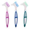 iplusmile 3pcs Dual Head Denture Cleaning Toothbrush Set for Elderly with Soft Bristles, Angled Oral Care Brushes for False Teeth and Travel Use (Blue, Green, Purple) view 1