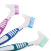 iplusmile 3pcs Dual Head Denture Cleaning Toothbrush Set for Elderly with Soft Bristles, Angled Oral Care Brushes for False Teeth and Travel Use (Blue, Green, Purple) view 3