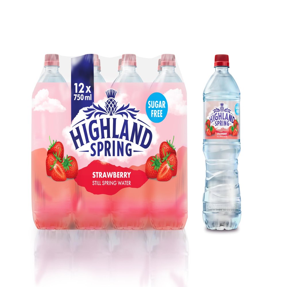 Highland Spring Strawberry Flavoured Still Water, 12x750ml