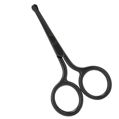 Hamwesh Nose Hair Scissors, Rounded Tip, Trimmer for Facial Hair, Eyebrows, Beard Care, Black Stainless Steel