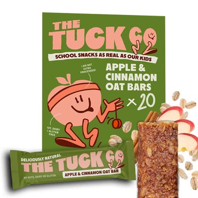 Apple & Cinnamon Kids Oat Bars Snack Fruit Oaty Bars Lunchbox Snack Nut, Dairy & Gluten Free School Snacks, Ultra Processed Free | The Tuck Company | Pack of 20 (1 Month Supply) 30g