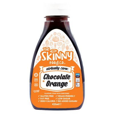 Skinny Food Co Chocolate Orange Syrup 425ml - Sugar Free Zero Calorie Syrup for Breakfast, Coffee, Pancake, Snacks, Cocktails, Drinks & Desserts - Vegan, Gluten-Free, Keto & Paleo Friendly