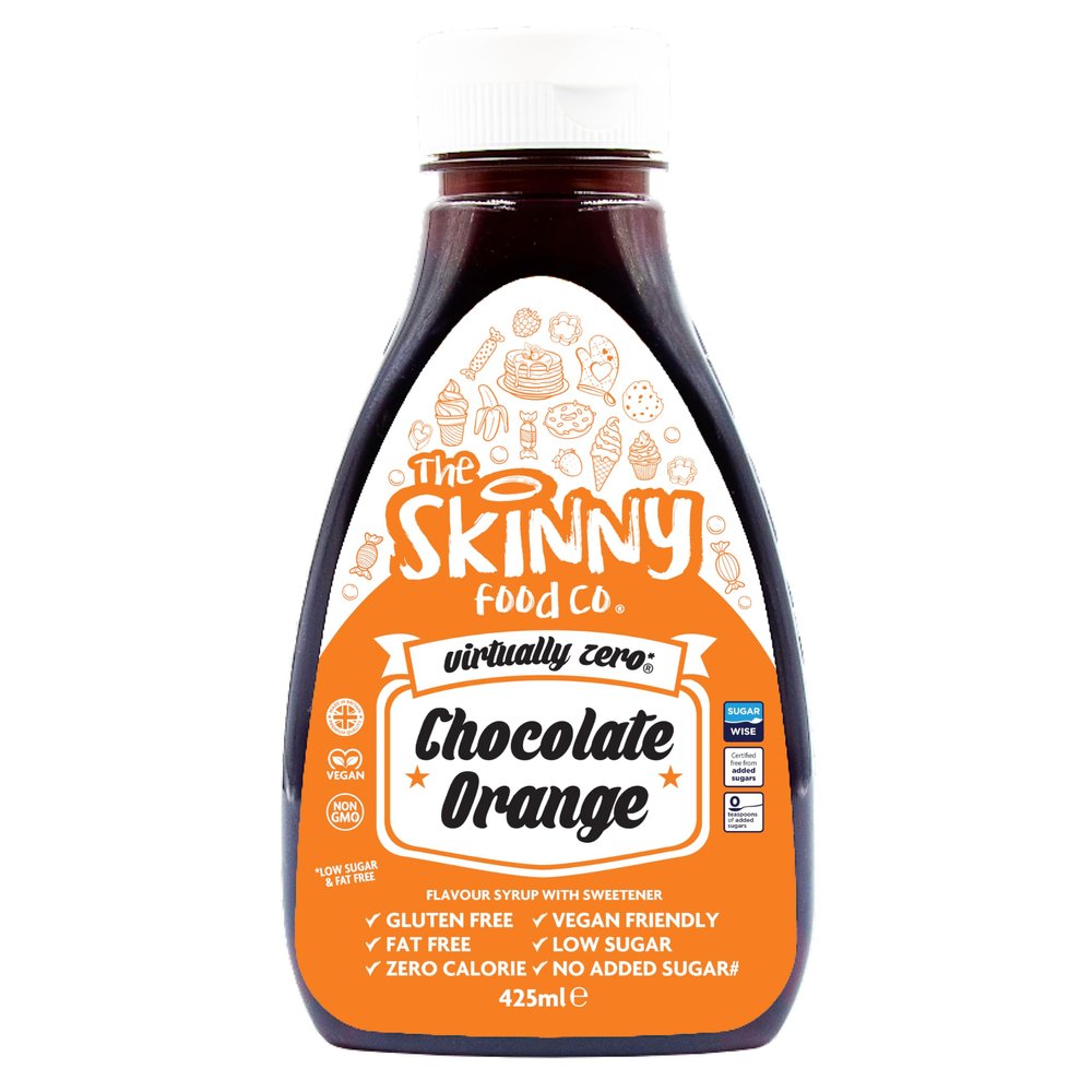Skinny Food Co Chocolate Orange Syrup 425ml - Sugar Free Zero Calorie Syrup for Breakfast, Coffee, Pancake, Snacks, Cocktails, Drinks & Desserts - Vegan, Gluten-Free, Keto & Paleo Friendly